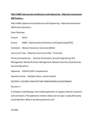 Preview image for WGU D488 Cybersecurity Architecture and Engineering