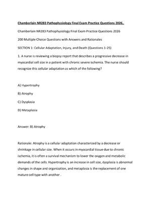 Preview of Chamberlain NR283 Pathophysiology Final Exam Practice Questions 2026