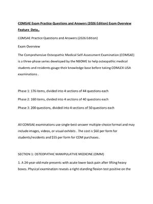 Preview of COMSAE Exam Practice Questions and Answers (2026 Edition) Exam Overview  Feature  Deta,.