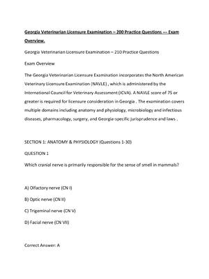 Preview of Georgia Veterinarian Licensure Examination – 200 Practice Questions --- Exam Overview.