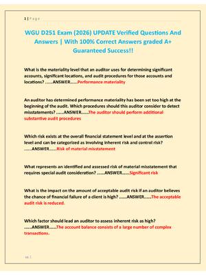 Preview of WGU D251 Exam (2026) UPDATE Verified Questions And  Answers | With 100% Correct Answers gr