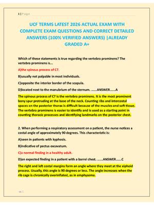 Preview of UCF TERMS LATEST 2026 ACTUAL EXAM WITH  COMPLETE EXAM QUESTIONS AND CORRECT DETAILED  ANSW