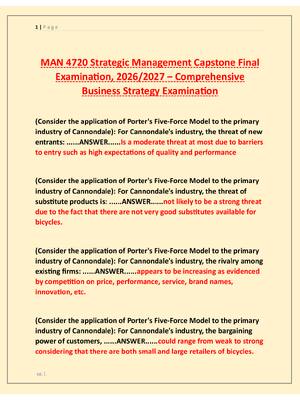 Preview image for MAN 4720 Strategic Management Capstone Final  Examination, 2026/2027 – Comprehensive  Business Strategy Examination