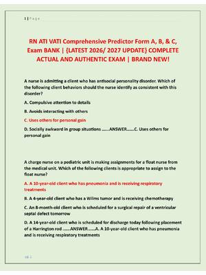 Preview of RN ATI VATI Comprehensive Predictor Form A, B, & C,  Exam BANK | {LATEST 2026/ 2027 UPDATE