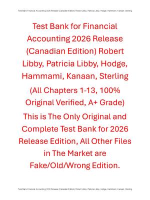Preview of Test Bank Financial Accounting 2026 Release (Canadian Edition) By Robert Libby, Patricia L
