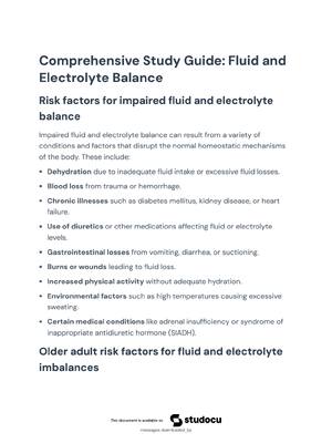 Preview image for Comprehensive Study Guide Fluid & Electrolyte Balance NUR 101 2026