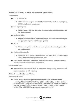 Preview image for Final Exam Study Guide Advanced Clinical Care Modules 1-6 2026