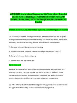 Preview of WGU C468 Information Management & Technology Bundled Exams Actual 2026/2027 – Complete Sol