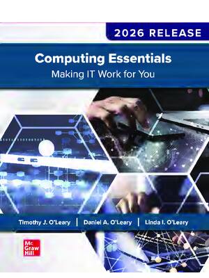Preview of eBook PDF Computing Essentials Making IT Work for You 2026 Release By Timothy O'Leary, Lin