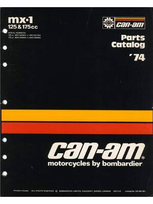 Preview of 1975 Can-Am 125 175 250 MX-2 MX2 OEM parts catalog manual