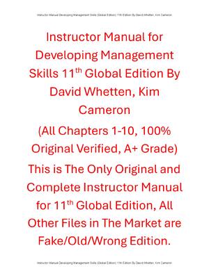 Preview of Instructor's Manual For Developing Management Skills 11th (Global Edition) By David Whette