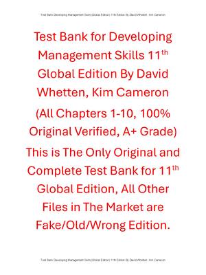 Preview of Test Bank For Developing Management Skills 11th (Global Edition) By David Whetten, Kim Cam
