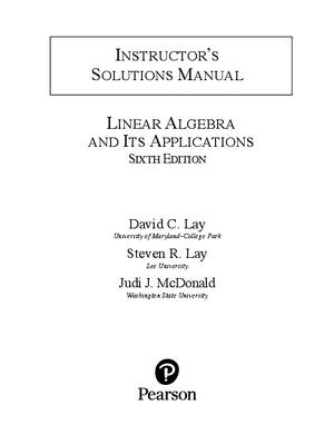 Preview of INSTRUCTOR’S SOLUTIONS MANUAL For LINEAR ALGEBRA AND ITS APPLICATIONS 6th Edition By David