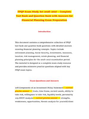 Preview of FPQP Exam Study Set 2026–2027 – Complete Test Bank and Question Bank with Answers for Fina