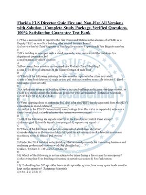 Preview of Florida FLS Director Quiz Fire and Non-Fire All Versions with Solution | Complete Study Pa