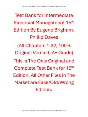 Preview of Test Bank Intermediate Financial Management 15th Edition By Eugene Brigham, Phillip Daves
