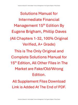 Preview of Solutions Manual Intermediate Financial Management 15th Edition By Eugene Brigham, Phillip