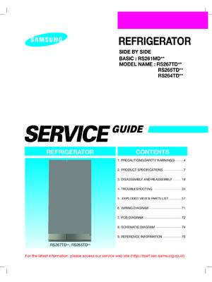 Preview of SAMSUNG RS265TDRS, RS267TDRS, SERVICE REPAIR MANUAL