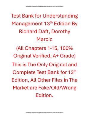 Preview image for Test Bank Understanding Management 13th Edition By Richard Daft, Dorothy Marcic