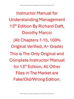 Preview image for Instructor Manual Understanding Management 13th Edition By Richard Daft, Dorothy Marcic