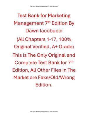 Preview of Test Bank for Marketing Management 7th Edition By Dawn Iacobucci