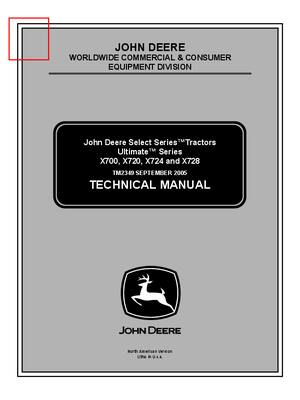 Preview of John Deere X700 X720 Tractors Repair Service Technical Manual TM2349