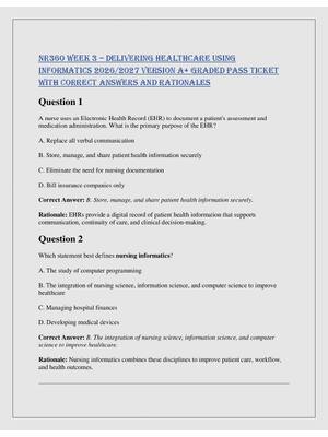 Preview of NR360 Week 3 – Delivering Healthcare Using  Informatics 2026/2027 version A+ Graded pass T