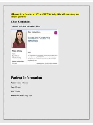 Preview of i-Human Style Case for a 13-Year-Old With Itchy Skin with case study and  sample questions