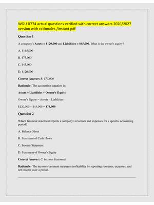 Preview of WGU D774 actual questions verified with correct answers 2026/2027  version with rationales