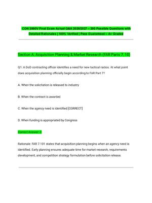 Preview of CON 3990V Final Exam Actual Q&A 2026/2027 – 200 Possible Questions with Detailed Rationale