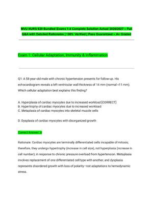 Preview of MVU NURS 629 Bundled Exams 1-4 Complete Solution Actual 2026/2027 – Full Q&A with Detailed