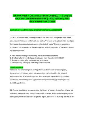 Preview of NR 509 Week 1 Quiz Actual Exam 2026/2027 – Complete Q&A with Detailed Rationales | 100% Ve