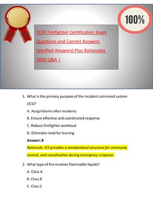 Preview of TCFP Firefighter Certification Exam Questions and Correct Answers (Verified Answers) Plus