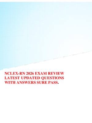 Preview image for NCLEX-RN 2026 EXAM REVIEW LATEST UPDATED QUESTIONS WITH ANSWERS SURE PASS.