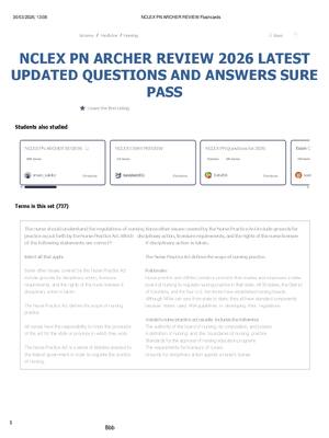 Preview image for NCLEX PN ARCHER REVIEW 2026 LATEST UPDATED QUESTIONS AND ANSWERS SURE PASS