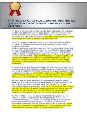 Preview image for AHIP FINAL EXAM: ACTUAL MEDICARE TRAINING TEST QUESTIONS & EXPERT-VERIFIED ANSWERS GUIDE 2027/2028