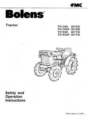 Preview of Tractor Owner Instructions Manual Bolens G152 G154 G172 G174 Tractos