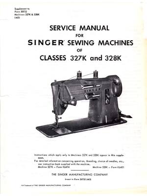 Preview of Singer 328K & 327K Service Repair Manual Parts List