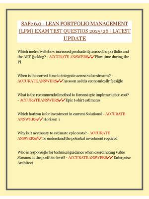 Preview of SAFe 6.0 - LEAN PORTFOLIO MANAGEMENT {LPM} EXAM TEST QUESTIONS  & ANSWERS 2025\26 | LATEST