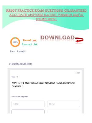 Preview of RPSGT PRACTICE EXAM QUESTIONS & ANSWERS GUARANTEED ACCURATE / LATEST VERSION 2026/2027