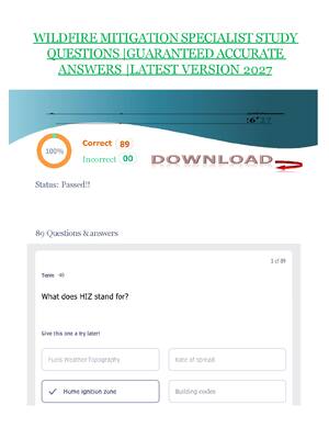 Preview of WILDFIRE MITIGATION SPECIALIST STUDY QUESTIONS |GUARANTEED ACCURATE ANSWERS |LATEST VERSIO