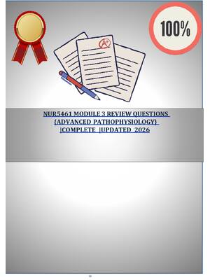Preview of NUR5461 MODULE 3 REVIEW QUESTIONS {ADVANCED PATHOPHYSIOLOGY} |COMPLETE |UPDATED 2026