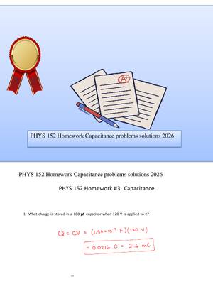 Preview of PHYS 152 Homework Capacitance problems solutions 2026