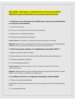 Preview of WGU D080 – Managing in a Global Business Environment (QHC2)  2026/2027 exam verified with