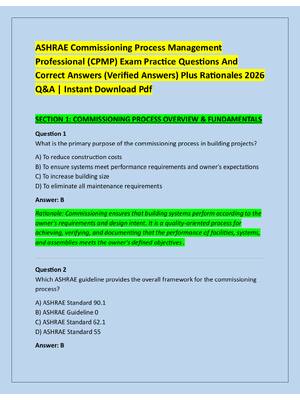 Preview of ASHRAE Commissioning Process Management  Professional (CPMP) Exam Practice Questions And