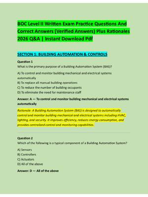 Preview of BOC Level II Written Exam Practice Questions And  Correct Answers (Verified Answers) Plus