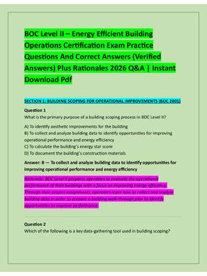 Preview of BOC Level II – Energy Efficient Building  Operations Certification Exam Practice  Question