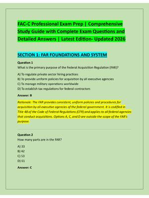 Preview of FAC-C Professional Exam Prep | Comprehensive  Study Guide with Complete Exam Questions and