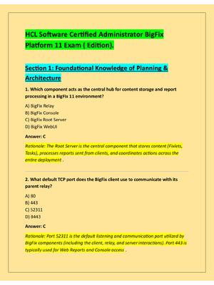 Preview of HCL Software Certified Administrator BigFix  Platform 11 Exam ( Edition).