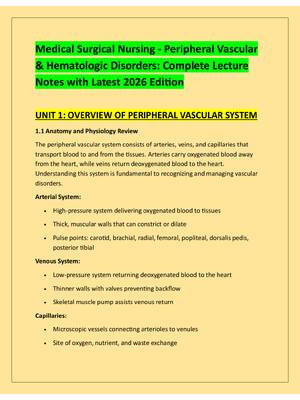 Preview of Medical Surgical Nursing - Peripheral Vascular  & Hematologic Disorders: Complete Lecture